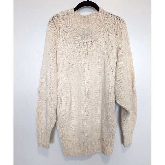 KAREN PERRY Silk Sweater Womens Size S Ivory Knit Oversize Tunic Neutral Heavy - Picture 1 of 9